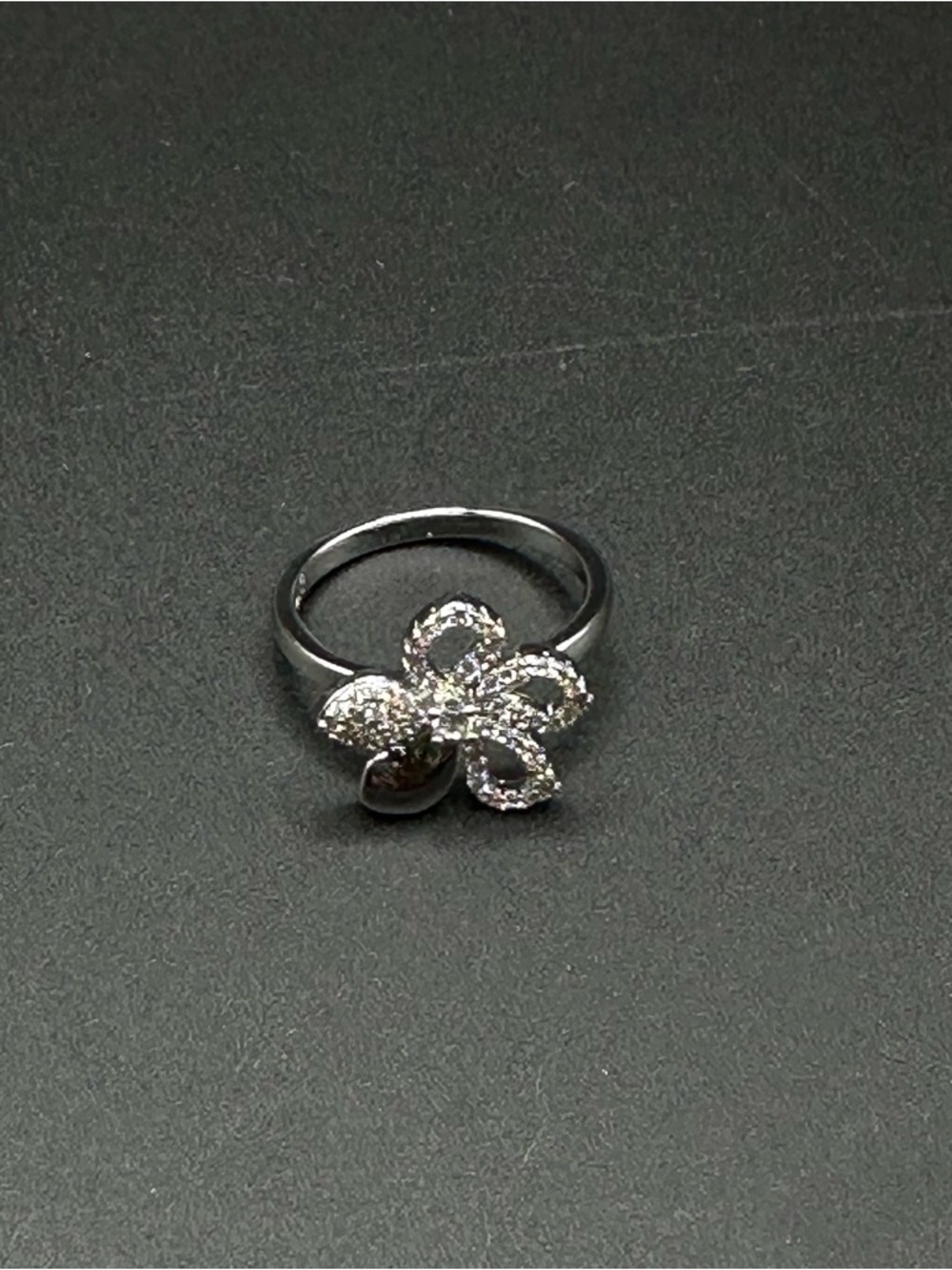 Stunning Pavé Flower Bow Statement Ring - Size 7